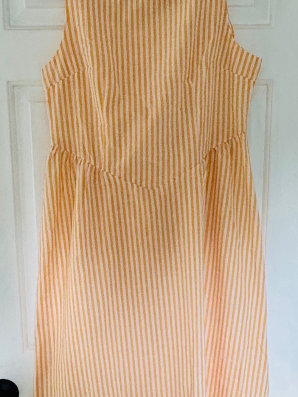Sleeveless Yellow-White Striped Sundress
